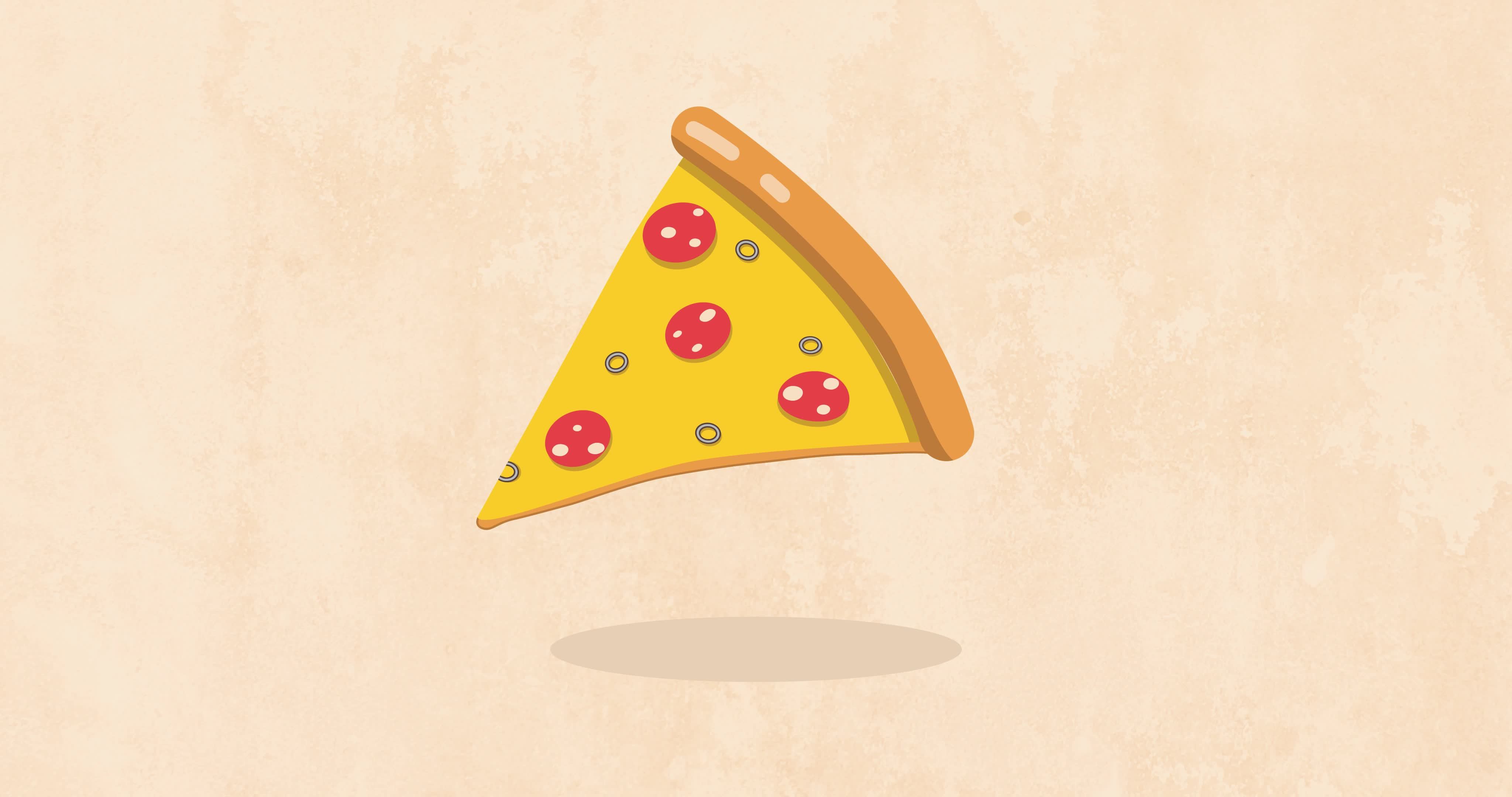 A piece of pizza pepperoni. Food animation. 4k, HD video. Animated