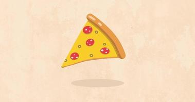 ein Stück Pizza Peperoni. Essensanimation. 4k, HD-Video. animierter Hintergrund video