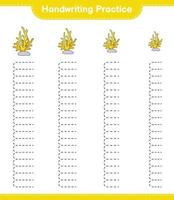 Handwriting practice. Tracing lines of Coral. Educational children game, printable worksheet, vector illustration