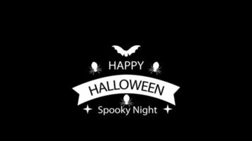 happy halloween and spooky night word motion graphics video transparent background with alpha channel