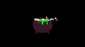 cauldron with liquid and eyeball loop motion graphics video transparent background with alpha channel