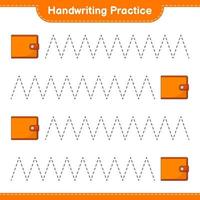 Handwriting practice. Tracing lines of Wallet. Educational children game, printable worksheet, vector illustration