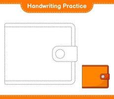 Handwriting practice. Tracing lines of Wallet. Educational children game, printable worksheet, vector illustration