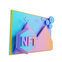 illustration 3d photo nft et pièce de monnaie ethereum png