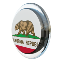 bandera de círculo brillante con textura 3d de vista derecha de california png