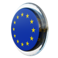 europäische union rechte ansicht 3d texturierte glänzende kreisflagge png