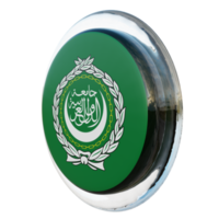 bandera de círculo brillante con textura 3d de vista derecha de la liga árabe png