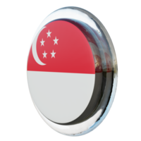 singapour vue droite drapeau de cercle brillant texturé 3d png