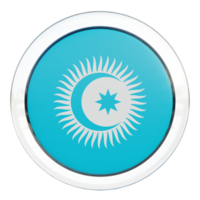 Turkic Council 3d textured glossy circle flag png