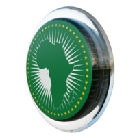 União Africana vista direita bandeira de círculo brilhante texturizado 3d