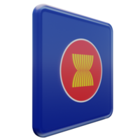 Association of Southeast Asian Nations Left View 3d textured glossy square flag png