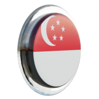 singapour vue gauche drapeau de cercle brillant texturé 3d png
