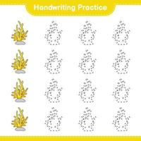 Handwriting practice. Tracing lines of Coral. Educational children game, printable worksheet, vector illustration