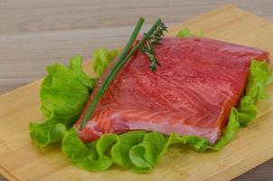 Raw salmon fillet photo