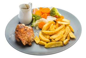 Cordon bleu on the plate and white background photo