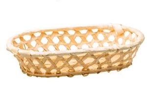 Wooden basket on white background photo