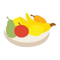 manzanas, limones, plátanos, peras en un recipiente, acompañado de un fondo blanco vector