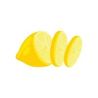 Lemon slices on a white background, a collection of vector illustrations