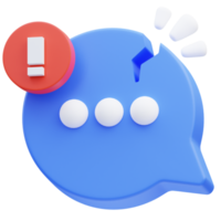 3d rendering illustration cute icon bubble chat broken and unavailable, empty state png