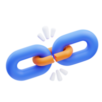 3d rendering of broken chain cute icon illustration, empty state png