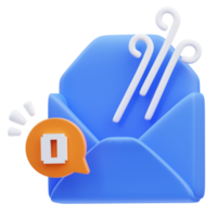 3d empty email cute icon illustration rendering, empty state png