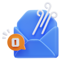 3d empty email cute icon illustration rendering, empty state png