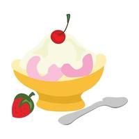 sundae de helado, ilustración vectorial plana y sobre un fondo blanco vector