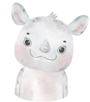 waterverf baby neushoorn dier bos- kinderkamer illustratie png