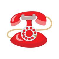 Old vintage retro telephone flat vector illustration isolate on a white background