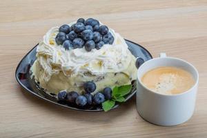 café con tarta de arándanos foto