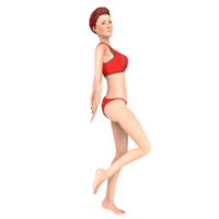 bikini rojo chica 3d ilustración png