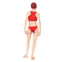 Red bikini girl 3d illustration png