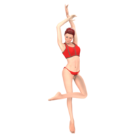 Red bikini girl 3d illustration png