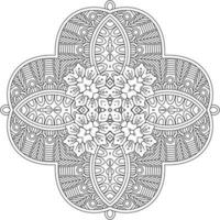 flower decorative ornament in ethnic oriental style, doodle ornament, outline hand draw. coloring book page. Flower mandala coloring Book Page. Adult Coloring page. vector