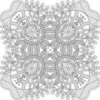 adorno decorativo de flores en estilo étnico oriental, adorno de garabatos, dibujo a mano de contorno. página del libro para colorear. página del libro para colorear mandala de flores. página para colorear de adultos. vector