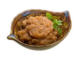 Pollock roe in a bowl on white background photo