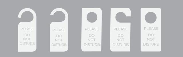 Do no disturb door sign. Door hanger tag. No entrance. Cardboard signs isolated on white background. Vector