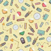 Seamless pattern with school supplies. Icons with thin lines. Vector illustration. EPS10