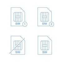 Outlined vector icon of SIM card notification. Suitable for dual SIM card symbol, cellular communication, and smartphone setting icon element.