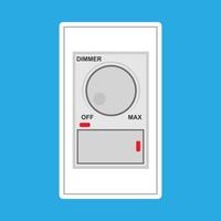 Switch dimmer light electric vector icon. Wall control energy power button white. Home device round regulation bright