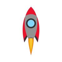 Cartoon rocket illustration. Take off isolated space ship , retro simple icon. Spaceship vector
