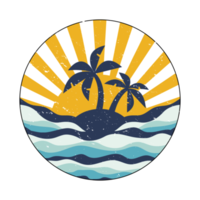 Ocean Sunrise Distressed Palm Trees Island Graphic