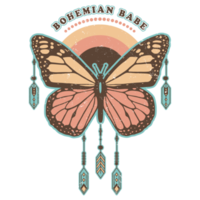 Bohemian Babe Vintage Boho Butterfly Graphic png