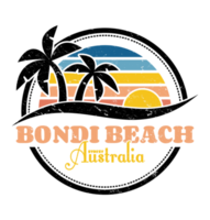 Bondi Beach Sunset And Palm Trees Retro Summer Graphic