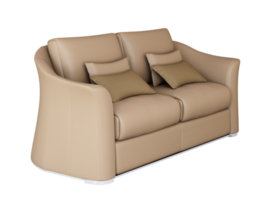 3d Furniture beige leather double sofa isolated on a white background, Decoration Design for Living png