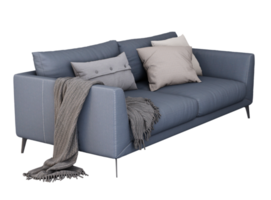 3d meubilair modern blauw leer dubbele sofa geïsoleerd Aan een wit achtergrond, decoratie ontwerp voor leven png