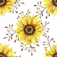 sunflowers seamless watercolor pattern vector