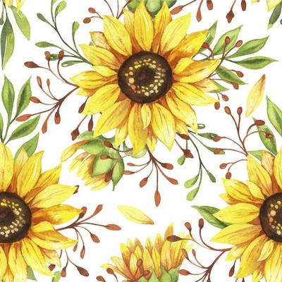 sunflowers seamless watercolor pattern