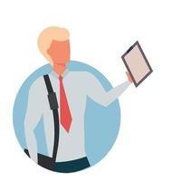 People with clipboard document vector illustration. Business checklist with character concept icon. Questionnaire work report and holding sign. Human with note board mark and happy avatar employee