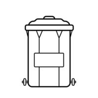 Garbage can and container, vector illustration garbage sorting tank. Outline sketch, isolated on white.